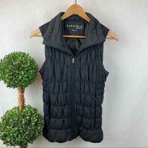 Bagatelle Gray Quilted Sleeveless Puffer Zip Up Vest M